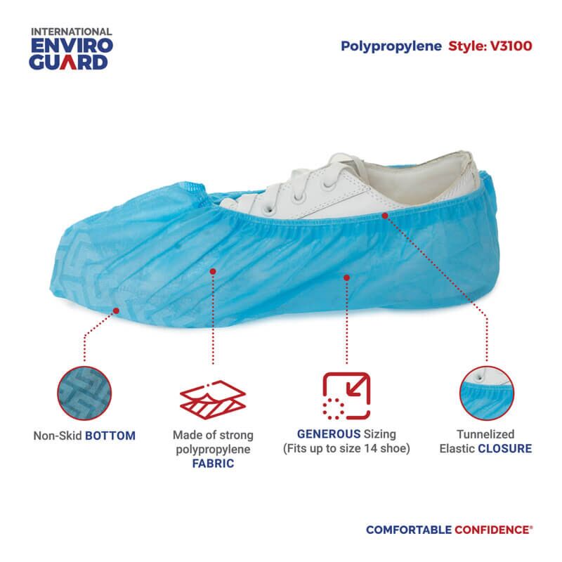 Polypropylene | 300 per case V3100 Blue Anti-skid shoe cover